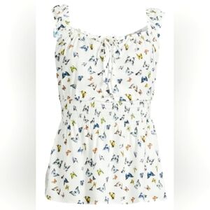 A No Boundaries Butterfly Print White Top